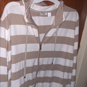 Croft & Barrow Tan and White Striped Jacket